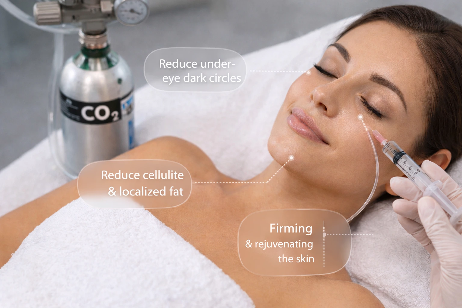 کربوکسیتراپی چیست؟ درمان تیرگی زیر چشم، سلولیت و چربی موضعی با تزریق CO₂